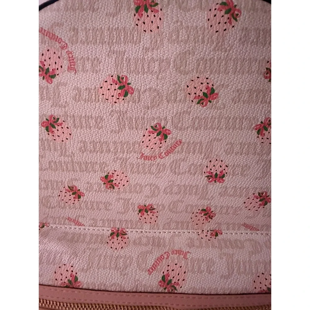 Juicy Couture Strawberry Print Backpack Pink Cream Gold Logo NWT